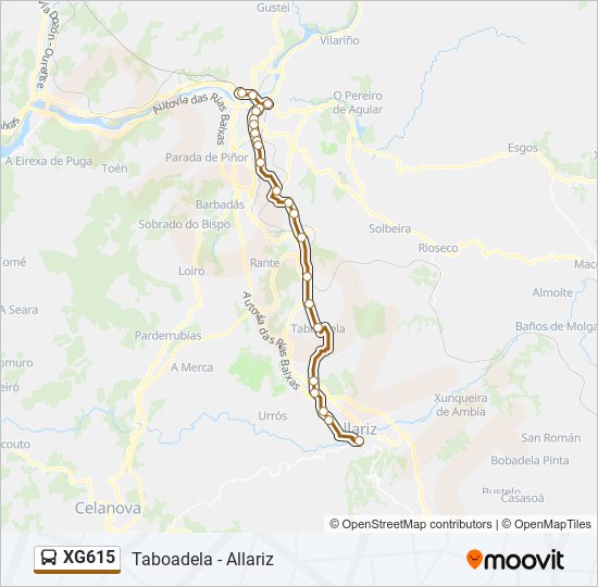 XG615 bus Line Map