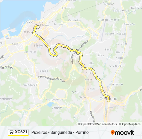 XG621 Bus Line Map