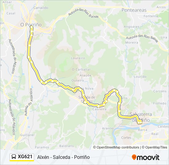 XG621 bus Line Map