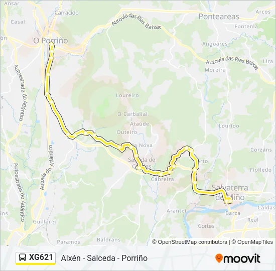 XG621 Bus Line Map