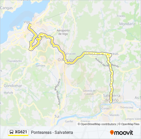 XG621 bus Mapa de línia