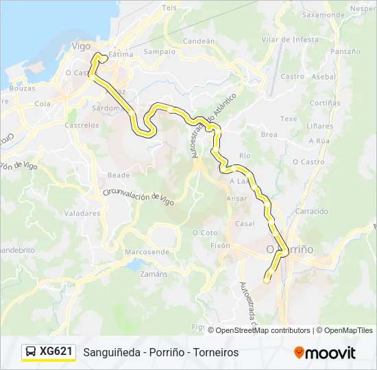 XG621 Bus Line Map