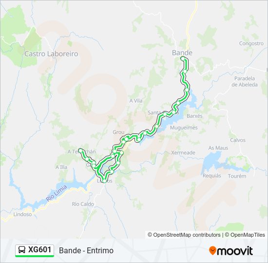 Mapa de XG601 de autobús