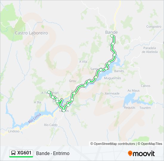 Mapa de XG601 de autobús