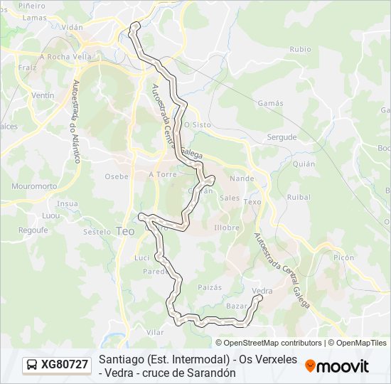 XG80727 bus Line Map