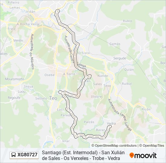 XG80727 bus Line Map
