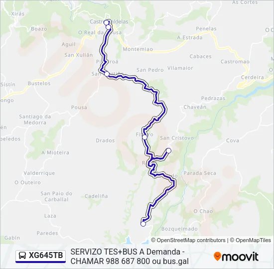 XG645TB bus Mapa de línia