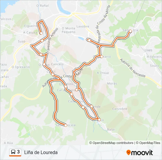3 Bus Line Map