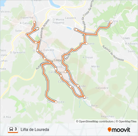 3 Bus Line Map