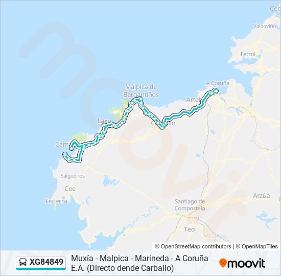 Mapa de XG84849 de autobús
