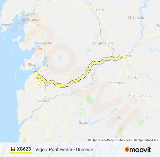 XG623 bus Mapa de línia