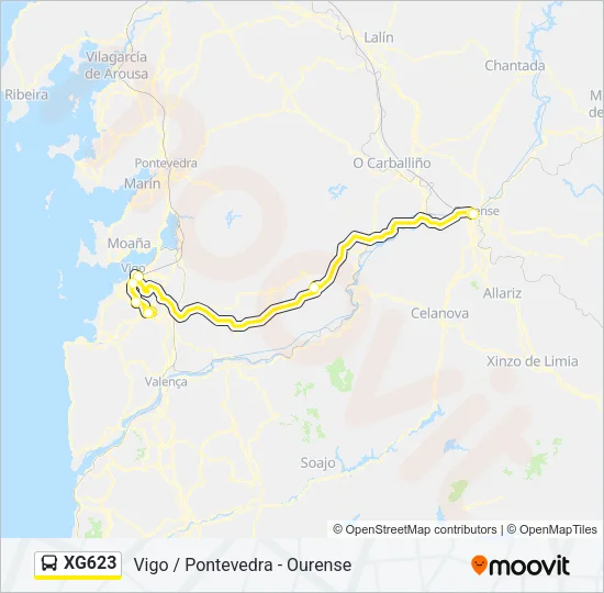 XG623 bus Mapa de línia