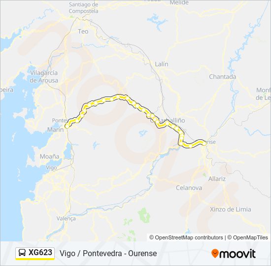 Mapa de XG623 de autobús