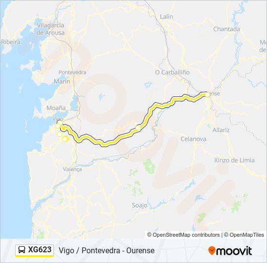 Mapa de XG623 de autobús