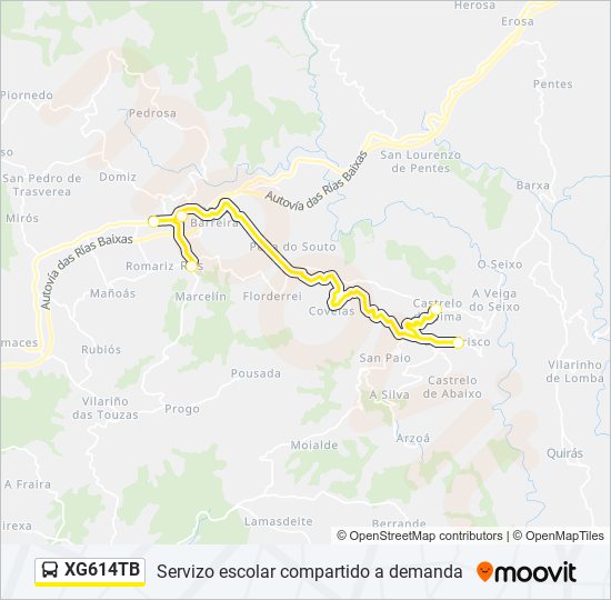 XG614TB bus Mapa de línia