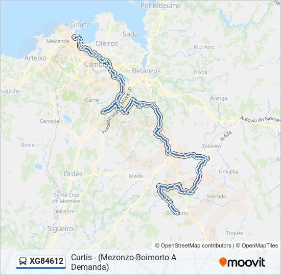 Mapa de XG84612 de autobús