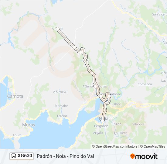 XG630 bus Mapa de línia