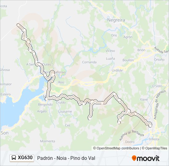 Mapa de XG630 de autobús