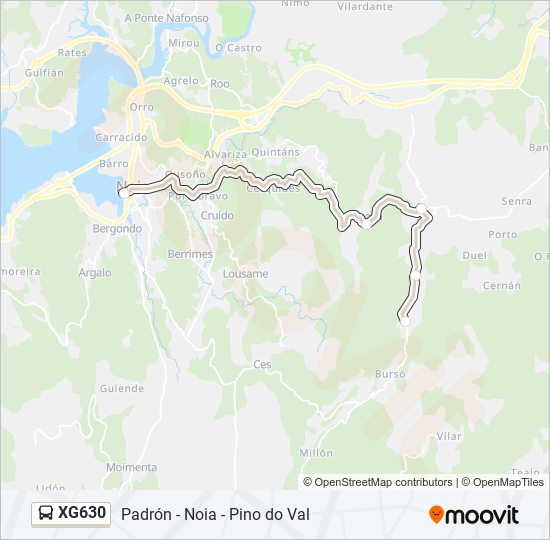 Mapa de XG630 de autobús