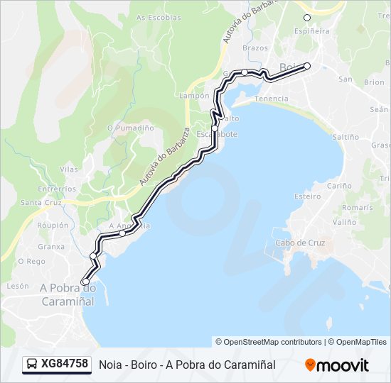 Mapa de XG84758 de autobús