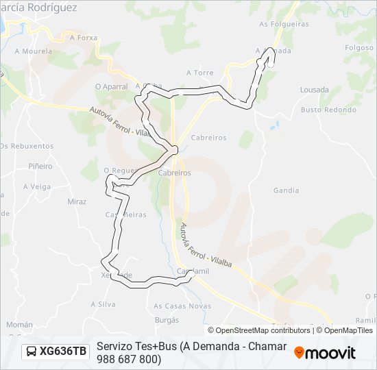 XG636TB bus Mapa de línia