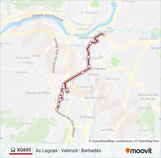 XG605 Bus Line Map