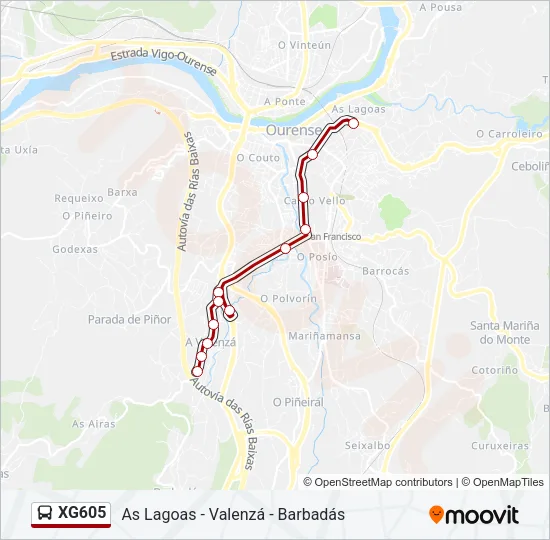 XG605 Bus Line Map