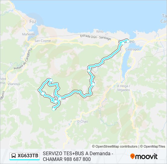 XG633TB bus Mapa de línia