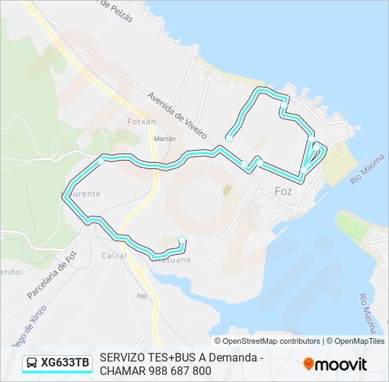 XG633TB bus Mapa de línia