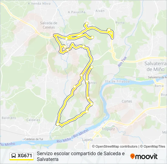 XG671 bus Mapa de línia