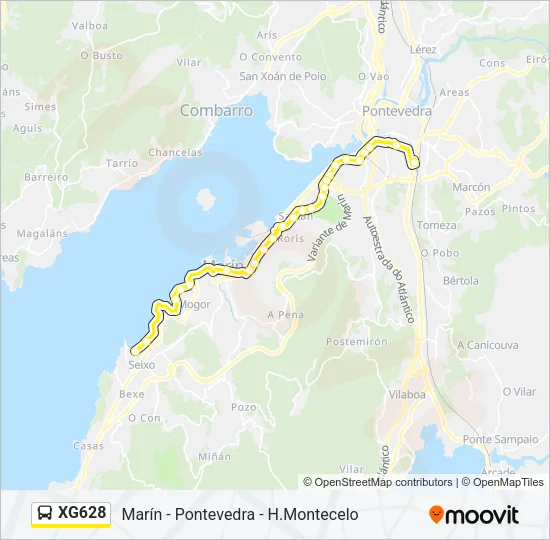 XG628 Bus Line Map