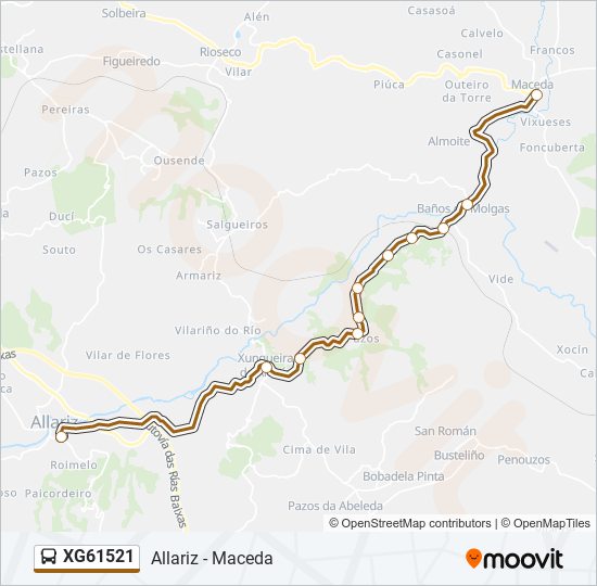 XG61521 bus Mapa de línia