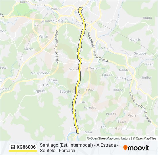 Mapa de XG86006 de autobús