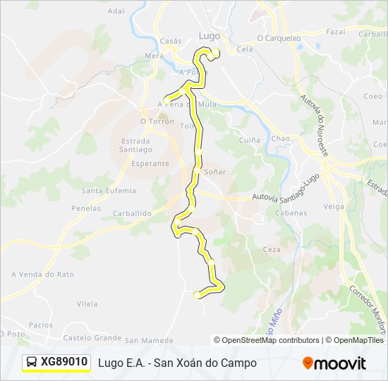 XG89010 bus Mapa de línia