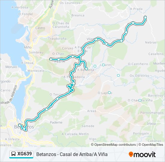 Mapa de XG639 de autobús