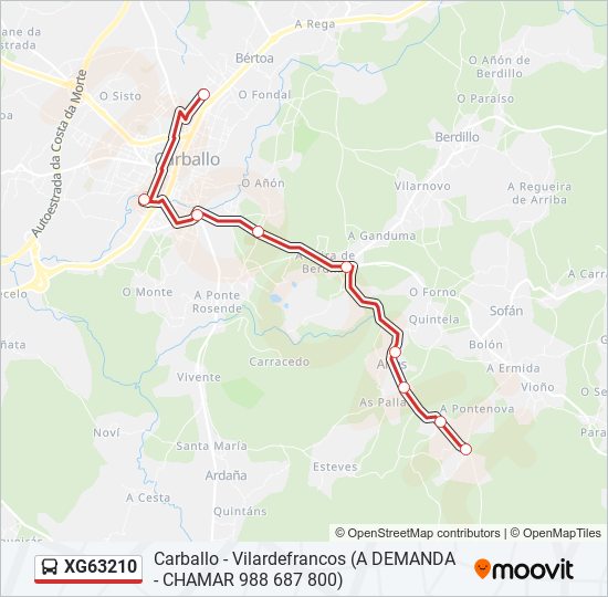 XG63210 bus Mapa de línia