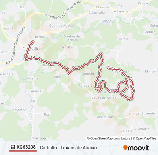 Mapa de XG63208 de autobús