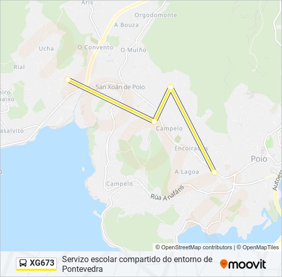 XG673 bus Mapa de línia