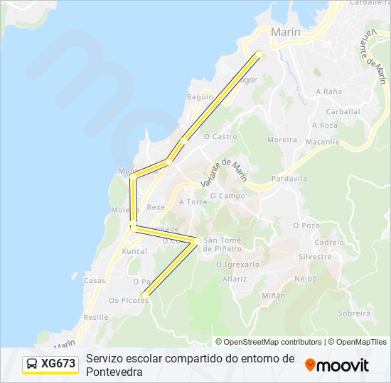 Mapa de XG673 de autobús