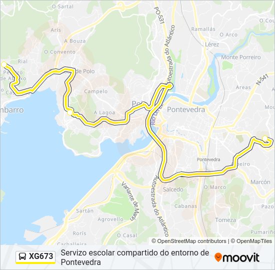 Mapa de XG673 de autobús