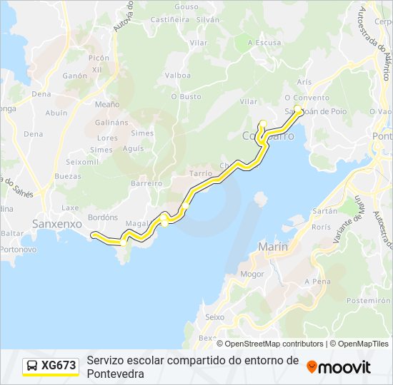 XG673 bus Mapa de línia