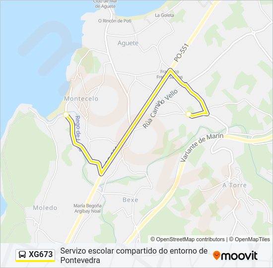 XG673 bus Mapa de línia