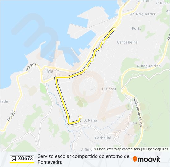 Mapa de XG673 de autobús