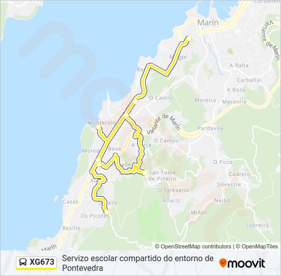 XG673 bus Mapa de línia