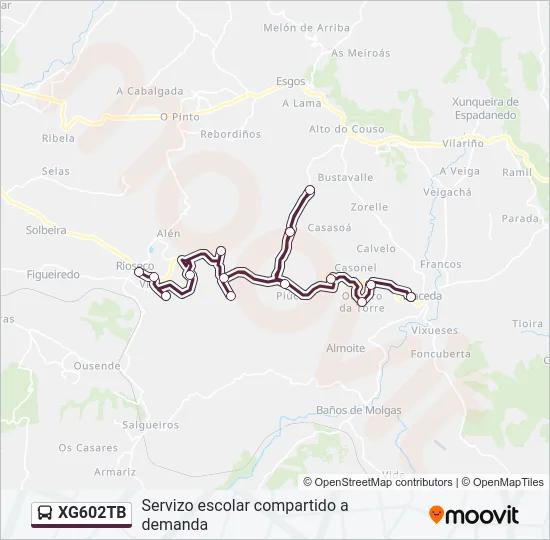 XG602TB bus Mapa de línia