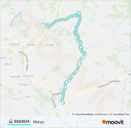 Mapa de XG63624 de autobús