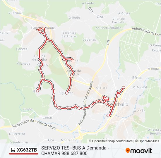 XG632TB bus Mapa de línia