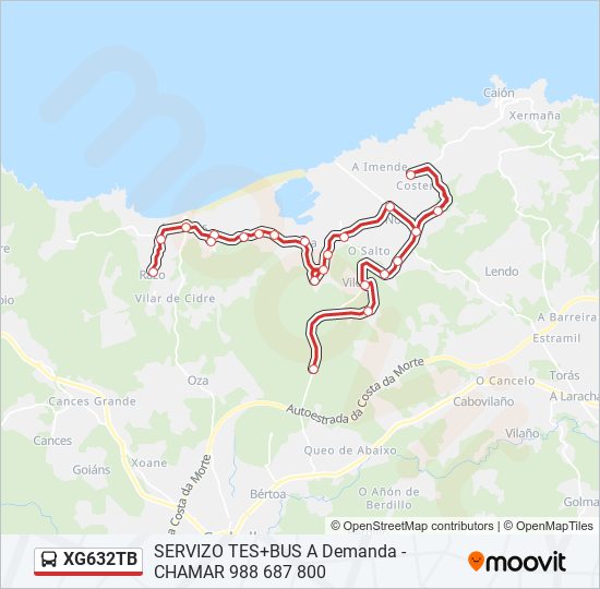 XG632TB bus Mapa de línia