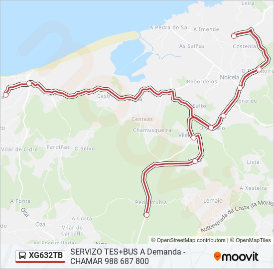 XG632TB bus Mapa de línia