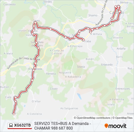 Mapa de XG632TB de autobús